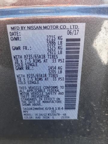 Photo 10 from auction – 2017 NISSAN PATHFINDER with VIN 5N1DR2MN9HC694184