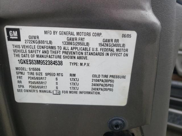 Photo 10 from auction – 2005 GMC ENVOY DENA with VIN 1GKES63M952384538