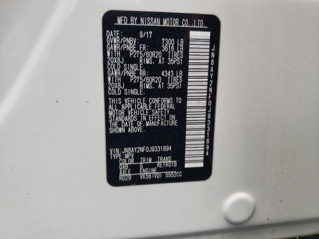 Photo 10 from auction – 2018 NISSAN ARMADA PLA with VIN JN8AY2NF0J9331894