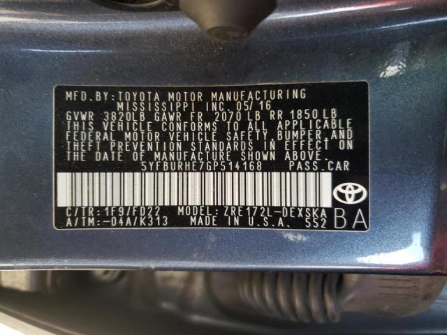 Photo 10 from auction – 2016 TOYOTA COROLLA L with VIN 5YFBURHE7GP514168