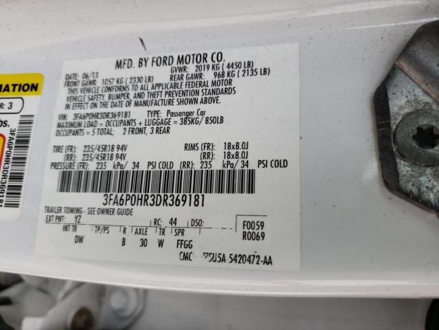 Photo 10 from auction – 2013 FORD FUSION SE with VIN 3FA6P0HR3DR369181