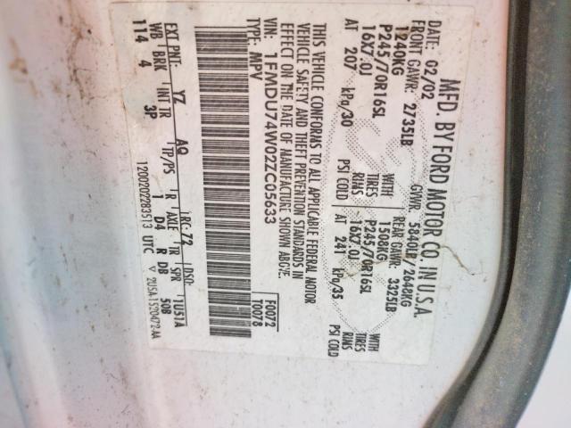 Photo 10 from auction – 2002 FORD EXPLORER E with VIN 1FMDU74W02ZC05633