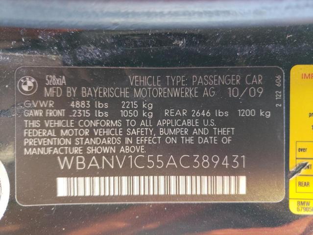 Photo 10 from auction – 2010 BMW 528 XI with VIN WBANV1C55AC389431