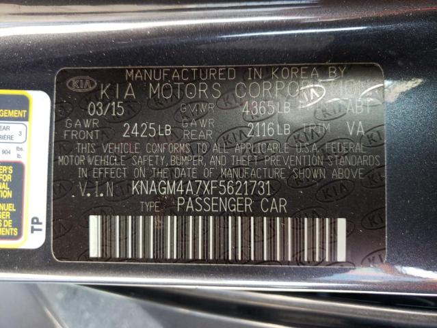Photo 10 from auction – 2015 KIA OPTIMA LX with VIN KNAGM4A7XF5621731