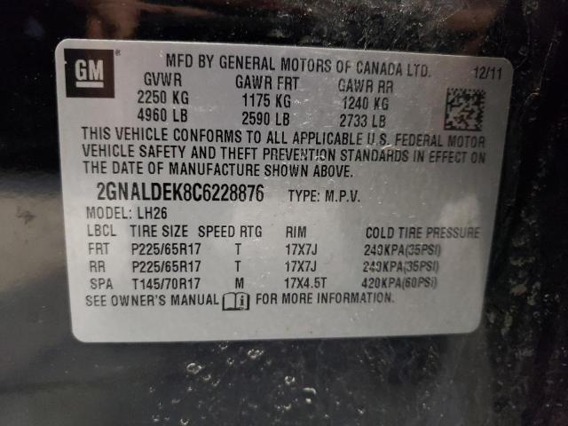 Photo 10 from auction – 2012 CHEVROLET EQUINOX LT with VIN 2GNALDEK8C6228876