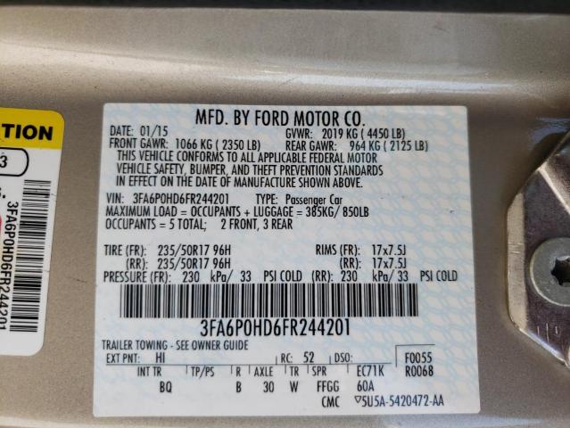 Photo 10 from auction – 2015 FORD FUSION SE with VIN 3FA6P0HD6FR244201