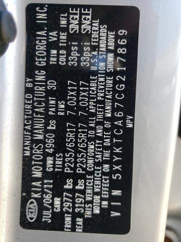 Photo 10 from auction – 2012 KIA SORENTO BA with VIN 5XYKTCA67CG217869