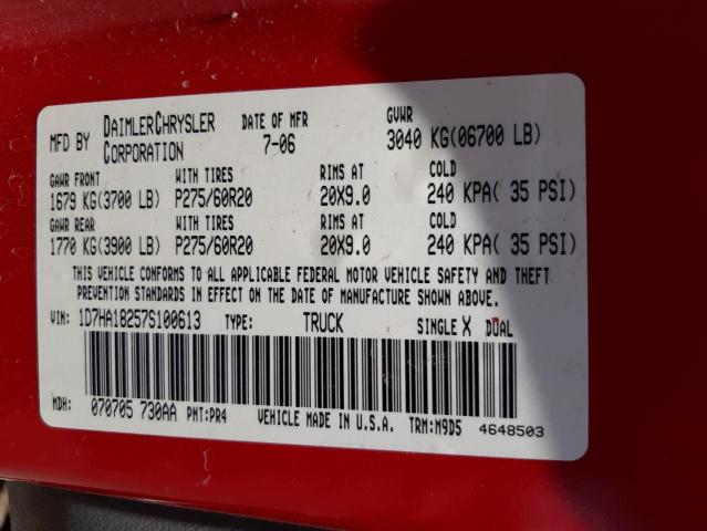 Photo 10 from auction – 2007 DODGE RAM 1500 S with VIN 1D7HA18257S100613