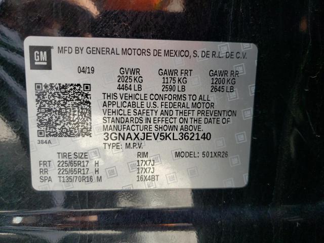 Photo 10 from auction – 2019 CHEVROLET EQUINOX LT with VIN 3GNAXJEV5KL362140