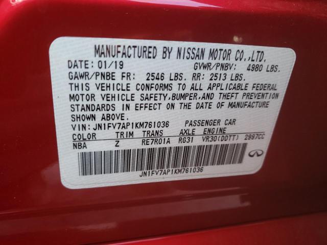Photo 10 from auction – 2019 INFINITI Q50 RED SP with VIN JN1FV7AP1KM761036