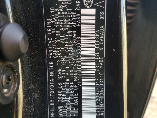 Photo 10 from auction – 2011 TOYOTA COROLLA BA with VIN 2T1BU4EE1BC538918