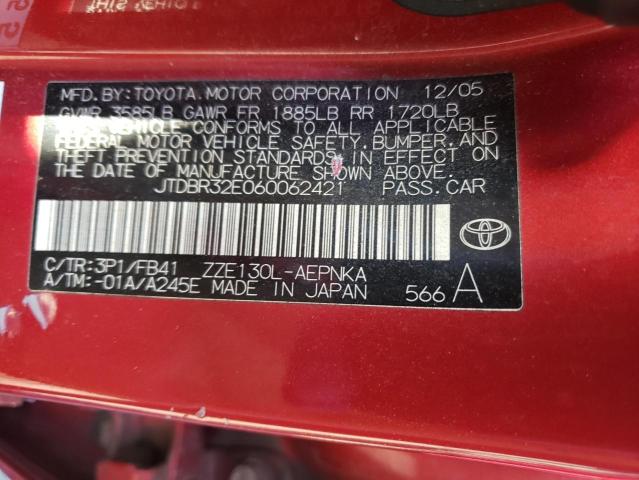 Photo 10 from auction – 2006 TOYOTA COROLLA CE with VIN JTDBR32E060062421