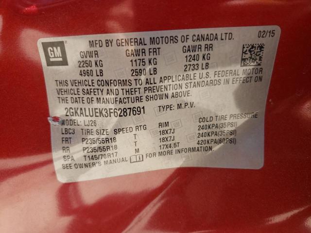 Photo 10 from auction – 2015 GMC TERRAIN DE with VIN 2GKALUEK3F6287691