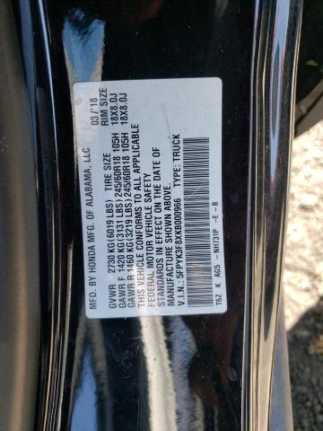 Photo 10 from auction – 2019 HONDA RIDGELINE with VIN 5FPYK3F8XKB000966