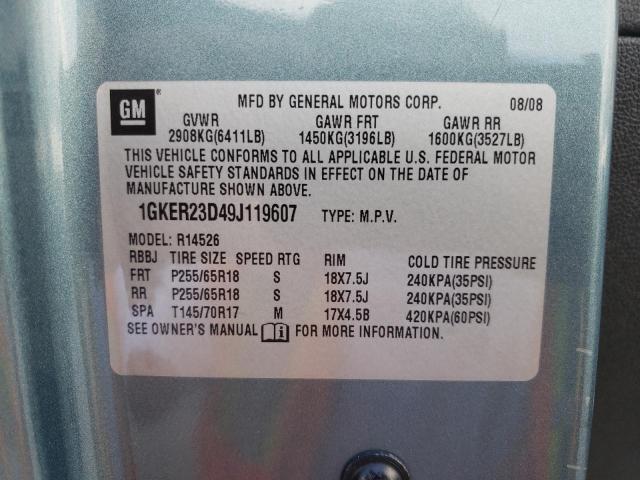 Photo 10 from auction – 2009 GMC ACADIA SLT with VIN 1GKER23D49J119607