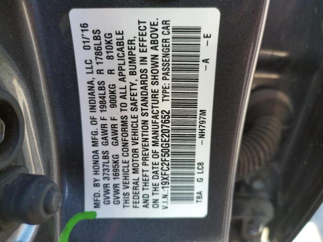 Photo 10 from auction – 2016 HONDA CIVIC LX with VIN 19XFC2F50GE207652