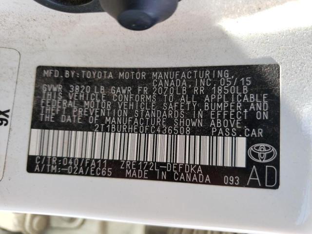 Photo 10 from auction – 2015 TOYOTA COROLLA L with VIN 2T1BURHE0FC436508