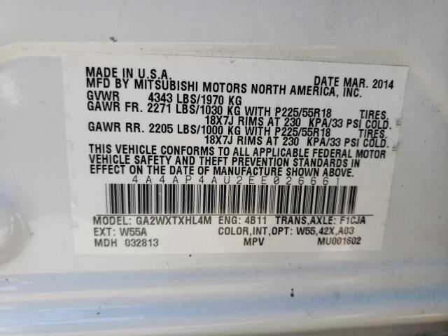 Photo 10 from auction – 2014 MITSUBISHI OUTLANDER with VIN 4A4AP4AU2EE026661
