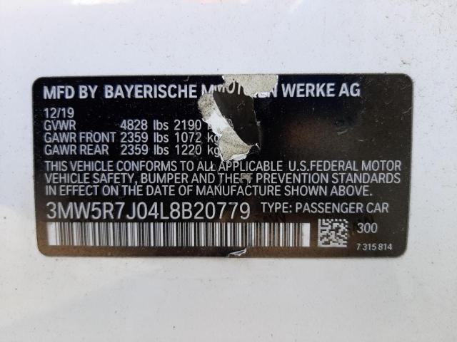 Photo 10 from auction – 2020 BMW 330XI with VIN 3MW5R7J04L8B20779