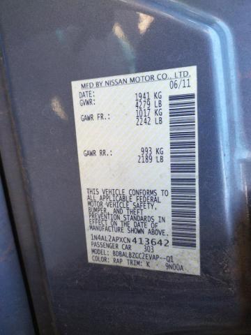 Photo 10 from auction – 2012 NISSAN ALTIMA BAS with VIN 1N4AL2APXCN413642