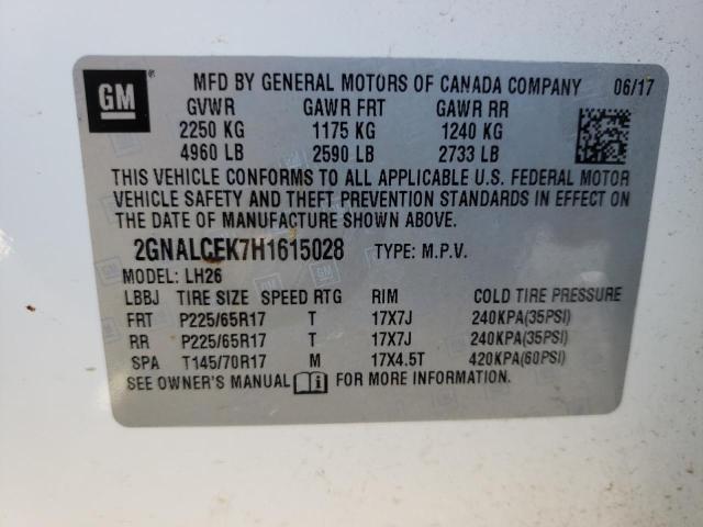 Photo 10 from auction – 2017 CHEVROLET EQUINOX LT with VIN 2GNALCEK7H1615028
