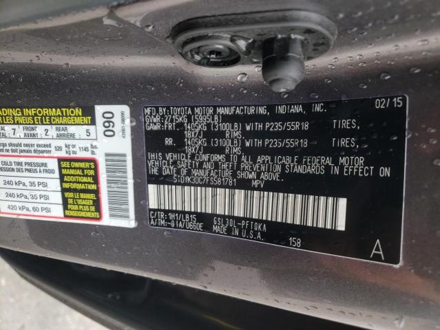 Photo 10 from auction – 2015 TOYOTA SIENNA XLE with VIN 5TDYK3DC7FS581781