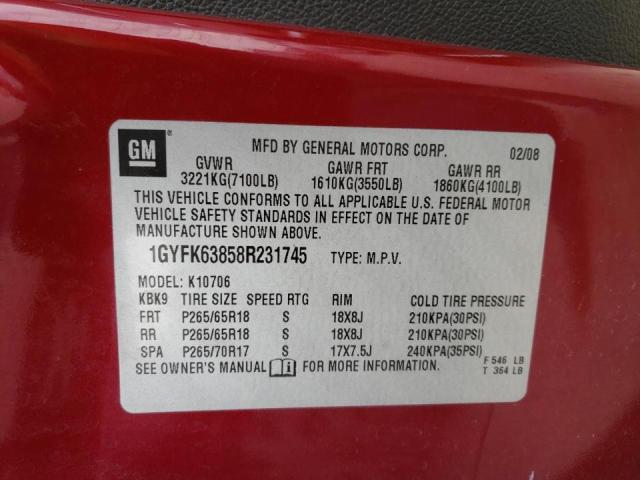 Photo 10 from auction – 2008 CADILLAC ESCALADE L with VIN 1GYFK63858R231745