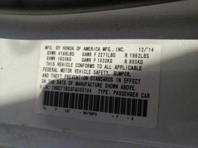 Photo 10 from auction – 2015 HONDA ACCORD LX- with VIN 1HGCT1B35FA005104