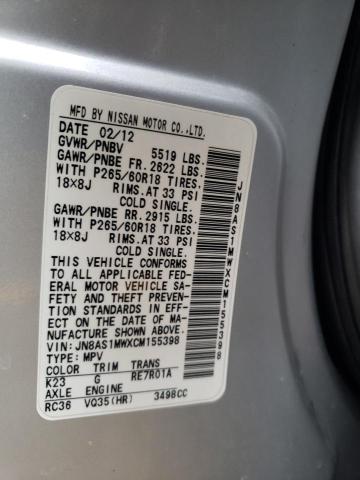 Photo 10 from auction – 2012 INFINITI FX35 with VIN JN8AS1MWXCM155398