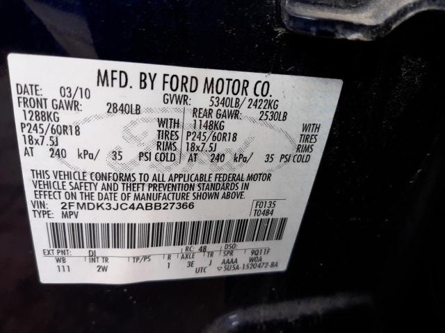 Photo 10 from auction – 2010 FORD EDGE SEL with VIN 2FMDK3JC4ABB27366