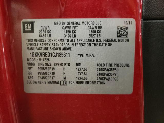 Photo 10 from auction – 2012 GMC ACADIA SLT with VIN 1GKKVRED1CJ185611