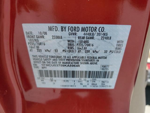 Photo 10 from auction – 2009 FORD ESCAPE XLT with VIN 1FMCU03759KA59648