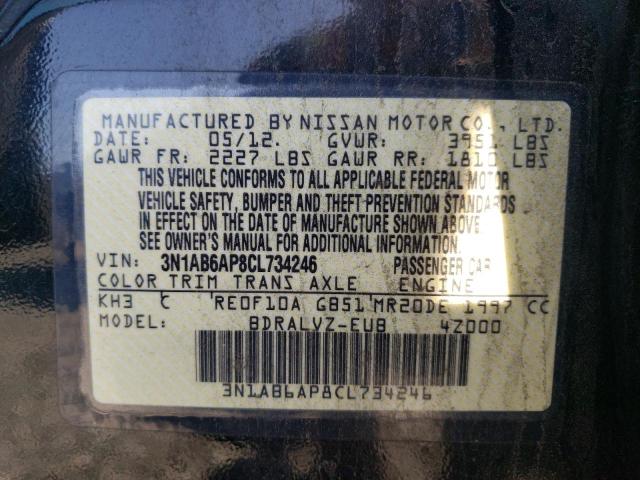 Photo 10 from auction – 2012 NISSAN SENTRA 2.0 with VIN 3N1AB6AP8CL734246