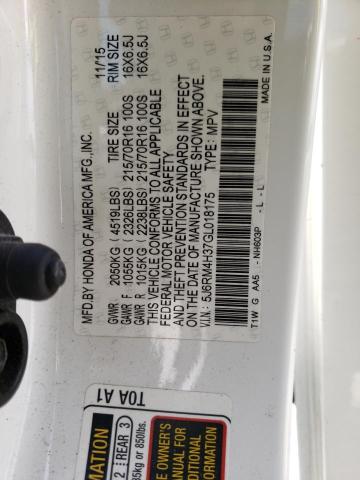 Photo 10 from auction – 2016 HONDA CR-V LX with VIN 5J6RM4H37GL018175