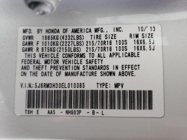Photo 10 from auction – 2014 HONDA CR-V LX with VIN 5J6RM3H30EL010085