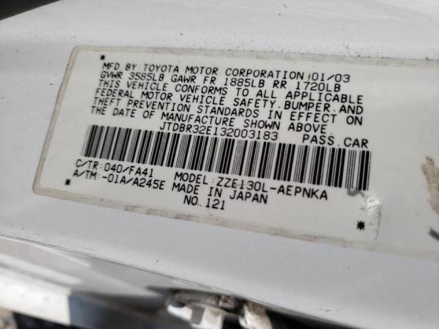 Photo 10 from auction – 2003 TOYOTA COROLLA CE with VIN JTDBR32E132003183