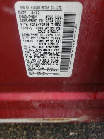 Photo 10 from auction – 2012 NISSAN ROGUE S with VIN JN8AS5MV3CW410119