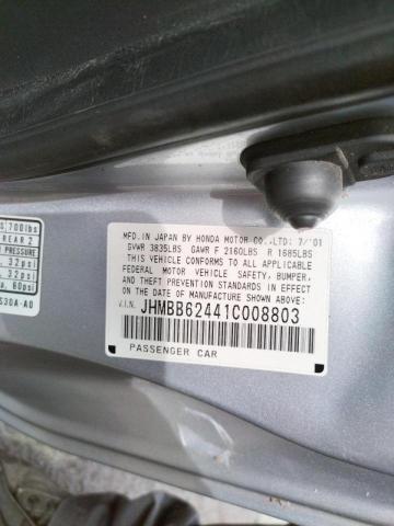Photo 10 from auction – 2001 HONDA PRELUDE with VIN JHMBB62441C008803