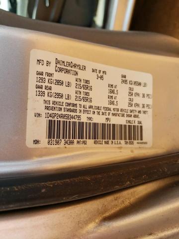 Photo 10 from auction – 2005 DODGE GRAND CARA with VIN 1D4GP24R05B344795