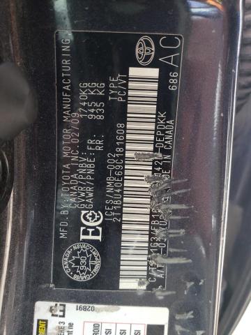 Photo 10 from auction – 2009 TOYOTA COROLLA BA with VIN 2T1BU40E69C181608