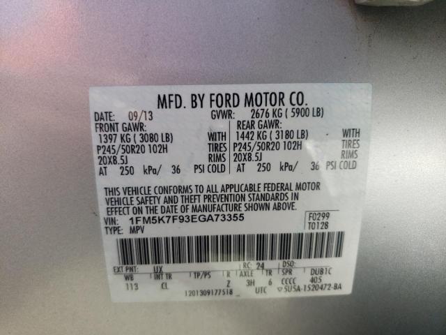 Photo 10 from auction – 2014 FORD EXPLORER L with VIN 1FM5K7F93EGA73355