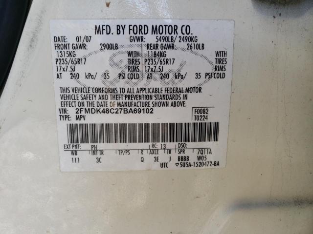 Photo 10 from auction – 2007 FORD EDGE SEL with VIN 2FMDK48C27BA69102