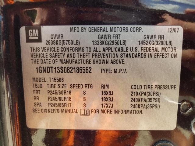 Photo 10 from auction – 2008 CHEVROLET TRAILBLAZE with VIN 1GNDT13S082186562