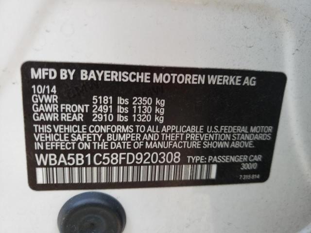 Photo 10 from auction – 2015 BMW 535 I with VIN WBA5B1C58FD920308