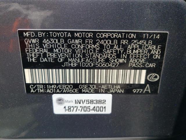 Photo 10 from auction – 2015 LEXUS IS 250 with VIN JTHBF1D20F5060427