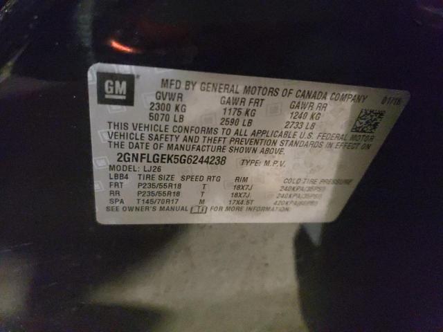 Photo 10 from auction – 2016 CHEVROLET EQUINOX LT with VIN 2GNFLGEK5G6244238