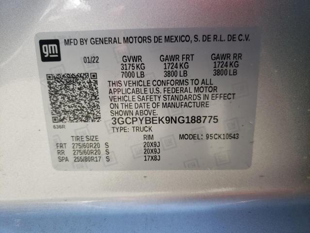 Photo 10 from auction – 2022 CHEVROLET SILVERADO with VIN 3GCPYBEK9NG188775