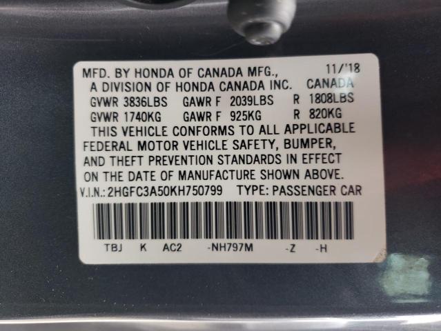 Photo 10 from auction – 2019 HONDA CIVIC SI with VIN 2HGFC3A50KH750799