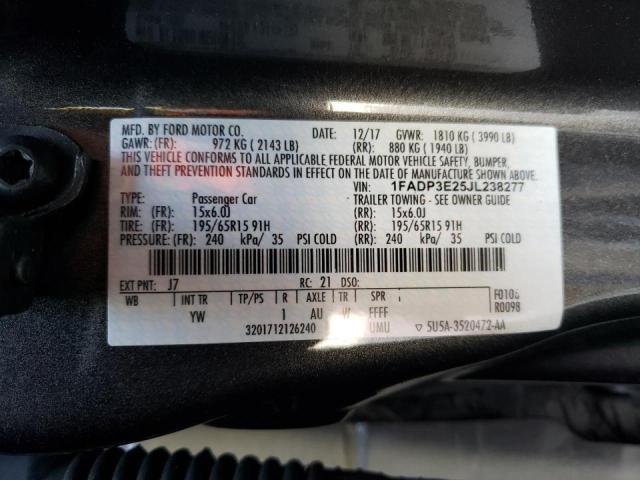 Photo 10 from auction – 2018 FORD FOCUS S with VIN 1FADP3E25JL238277