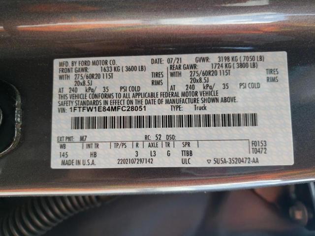Photo 10 from auction – 2021 FORD F150 SUPER with VIN 1FTFW1E84MFC28051
